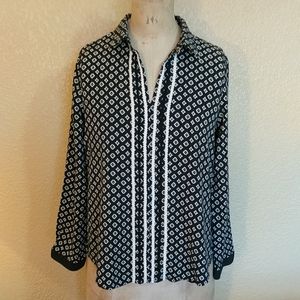 Black and White Patterned Blouse